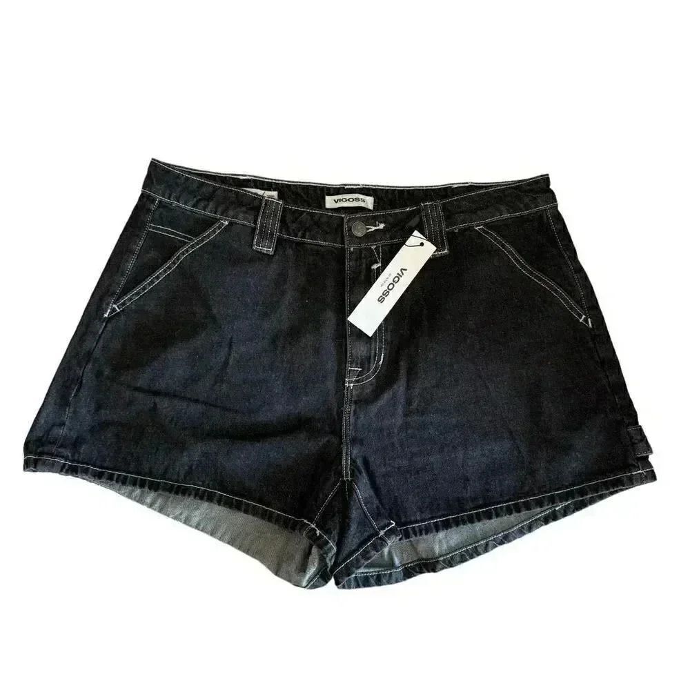 Vigoss Carpenter Black Solid Color Loop on Side Cotton Premium Quality High Rise